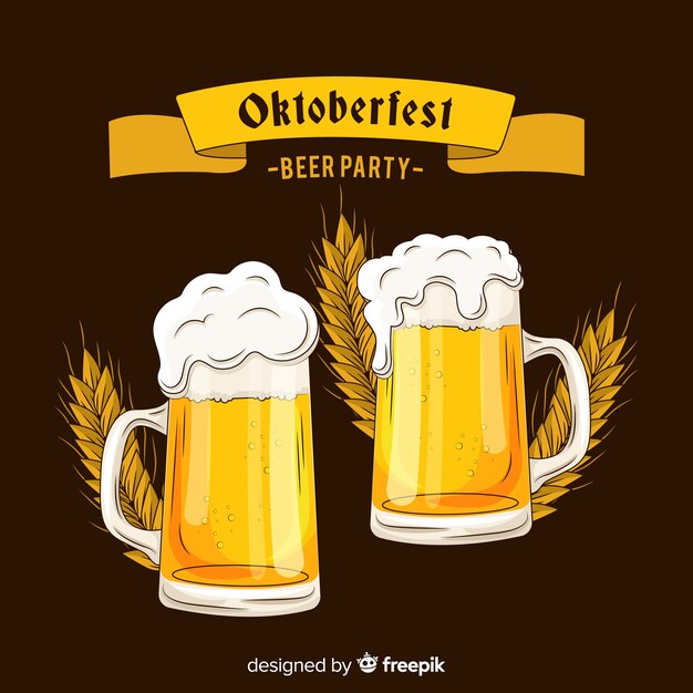 Oktoberfest dibujado a mano dar una cerveza tostada