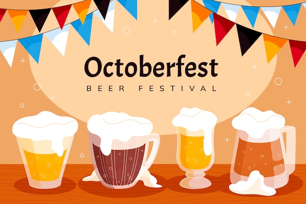 Oktoberfest fondo plano dibujado a mano