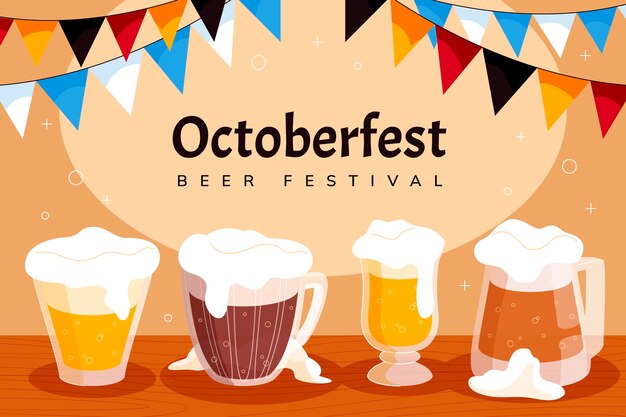 Oktoberfest fondo plano dibujado a mano