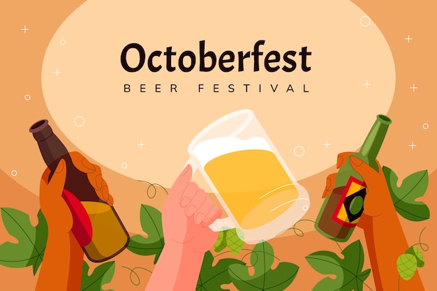 Oktoberfest fondo plano dibujado a mano