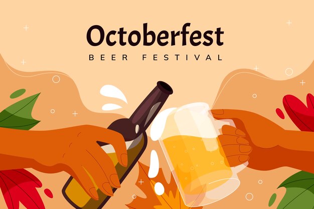 Oktoberfest fondo plano dibujado a mano