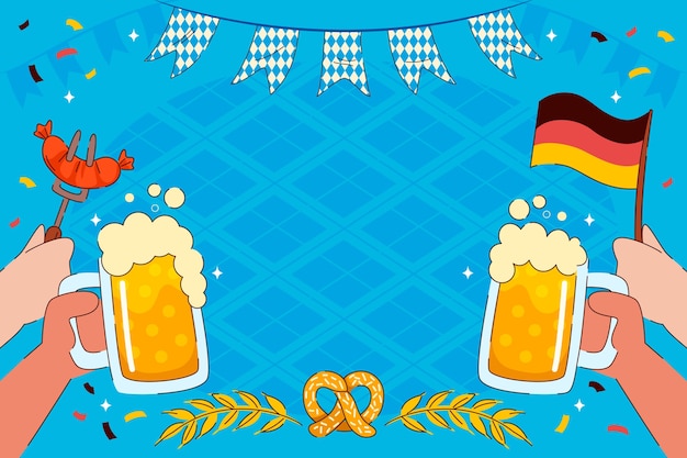 Oktoberfest fondo plano dibujado a mano