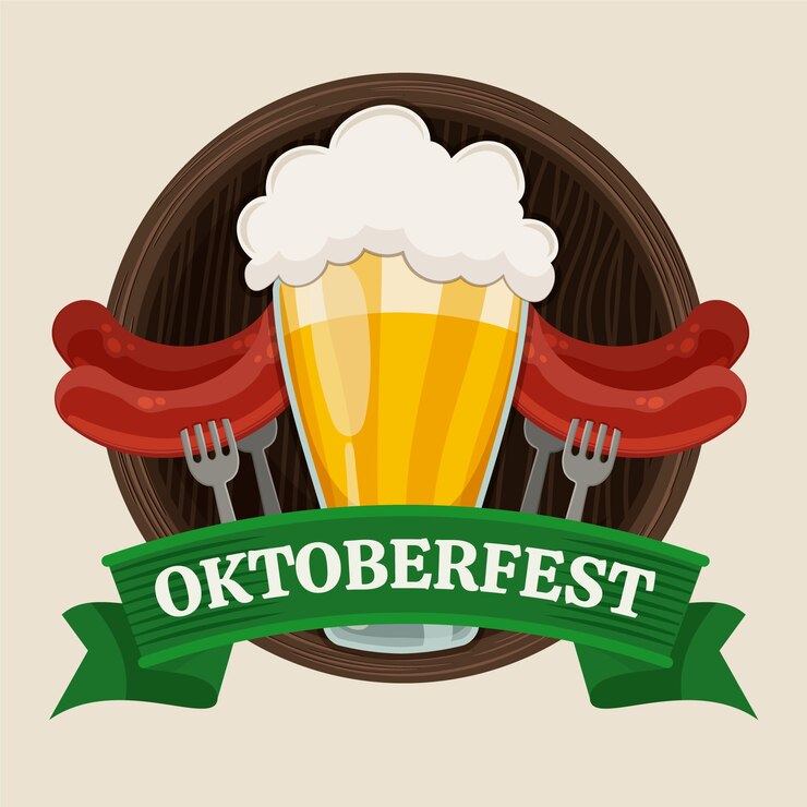 Vector gratuito oktoberfest logo plano dibujado a mano