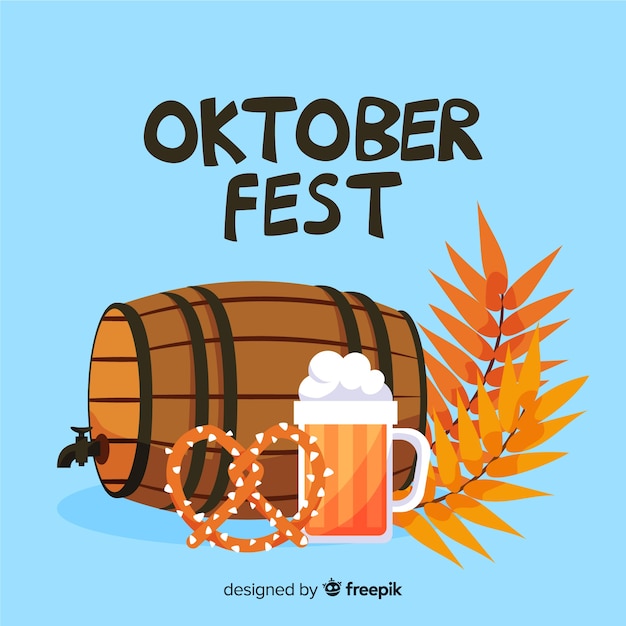 Oktoberfest plano con cerveza de barril