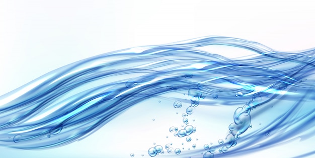 Vector gratuito ola de agua limpia y fresca con burbujas y gotas