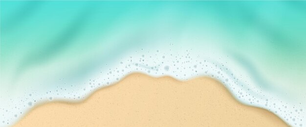 Ola de agua en la playa de arena del mar vector de vista superior en 3D