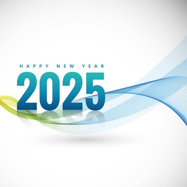Ola creativa 2025 tarjeta de año nuevo de vacaciones en fondo blanco