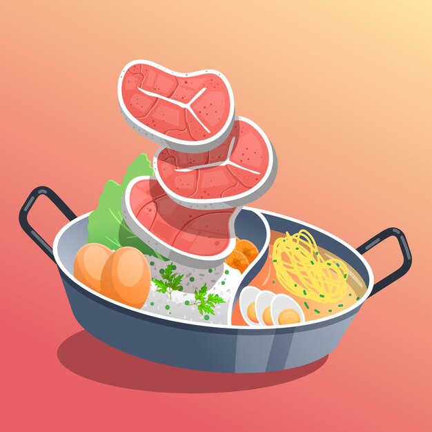 Olla caliente dibujada a mano