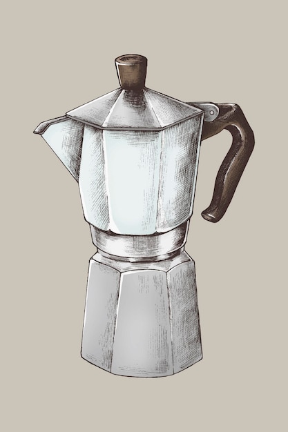 Vector gratuito olla de moka vintage sobre un fondo beige