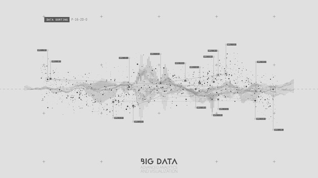 Onda binaria abstracta violeta Visualización de big data en 3D Análisis de subprocesos de datos financieros intrincados Representación de análisis de negocios Infografía futurista diseño estético Concepto de finanzas