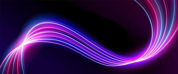 Onda de luz de neón rosa abstracta con efecto de brillo