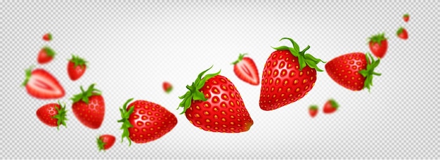 Onda de rebanada de fruta de fresa de vector aislado 3d