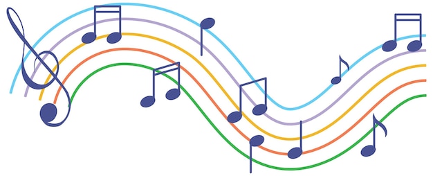 Vector gratuito onda de símbolos musicales sobre fondo blanco