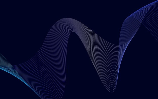 Onda con sombra Líneas de degradado azul abstractas sobre un fondo