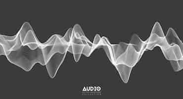 Vector gratuito onda de sonido de audio 3d. oscilación de pulso de música blanca.