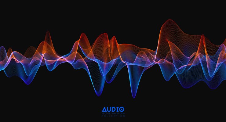 Vector gratuito onda de sonido de audio 3d. oscilación de pulso de música colorida. patrón de impulso brillante.