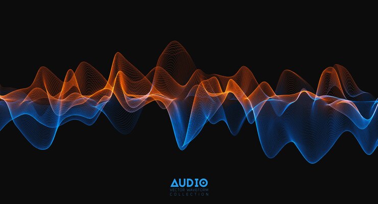 Vector gratuito onda de sonido de audio 3d. oscilación de pulso de música colorida. patrón de impulso brillante.