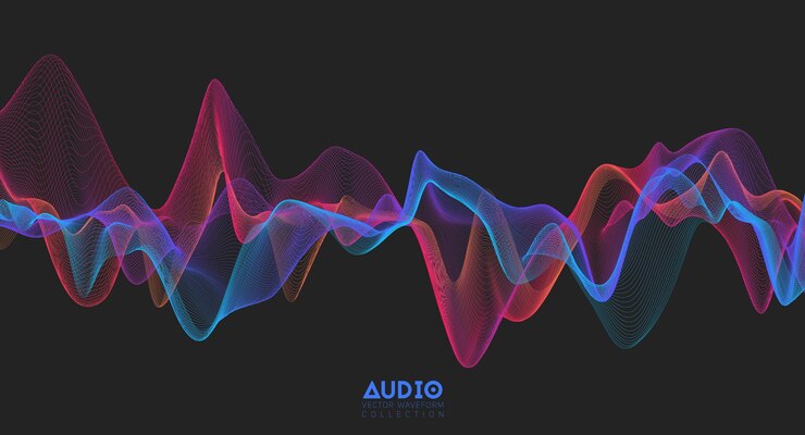 Vector gratuito onda de sonido de audio 3d. oscilación de pulso de música colorida. patrón de impulso brillante.