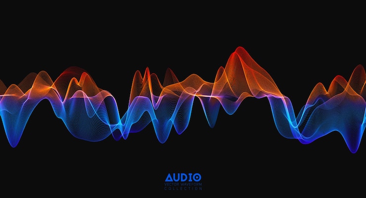 Vector gratuito onda de sonido de audio 3d. oscilación de pulso de música colorida. patrón de impulso brillante.