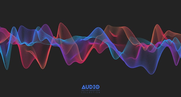 Vector gratuito onda de sonido de audio 3d oscilación de pulso de música colorida patrón de impulso brillante