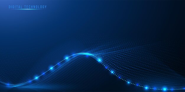 Onda de tecnología digital Desde el diseño de puntos de conexión, luz colorida que fluye dinámica