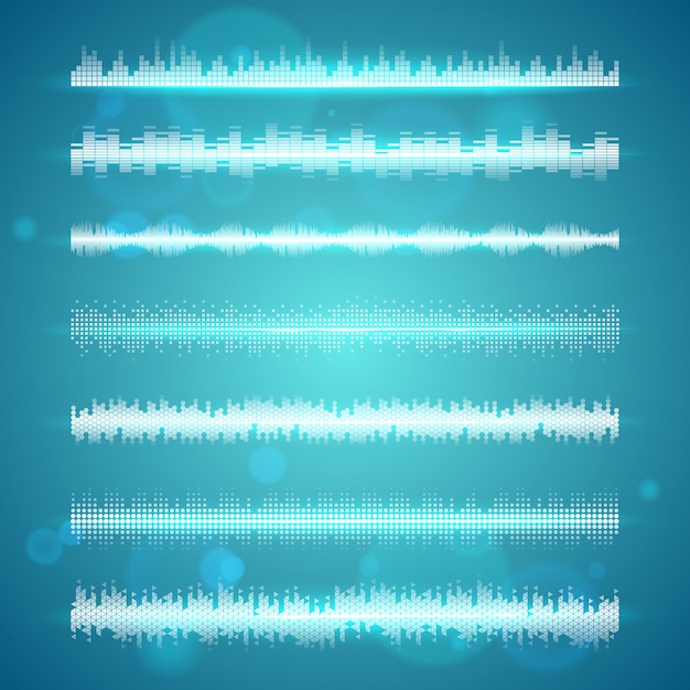 Vector gratuito las ondas de sonido muestran líneas horizontales establecidas