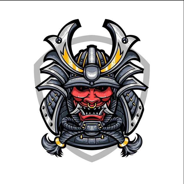 Oni máscara samurai vector logo