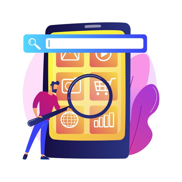 Optimización de motores de búsqueda. Promoción online. Personaje de dibujos animados de Smm Manager. Configuraciones móviles, ajuste de herramientas, plataforma empresarial. Análisis de sitios web.