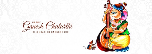 Oración al señor ganesha por ganesh chaturthi banner background