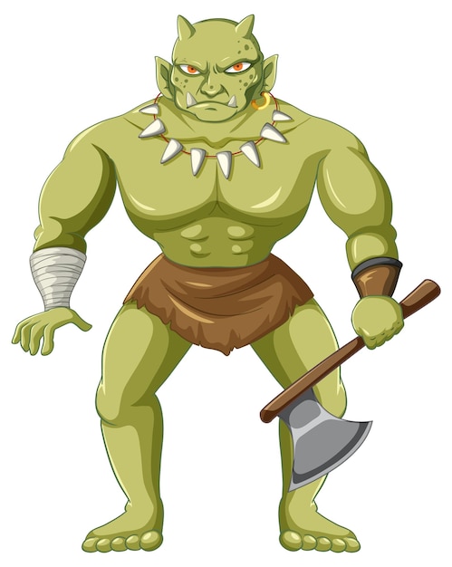 Orco con personaje de dibujos animados de hacha