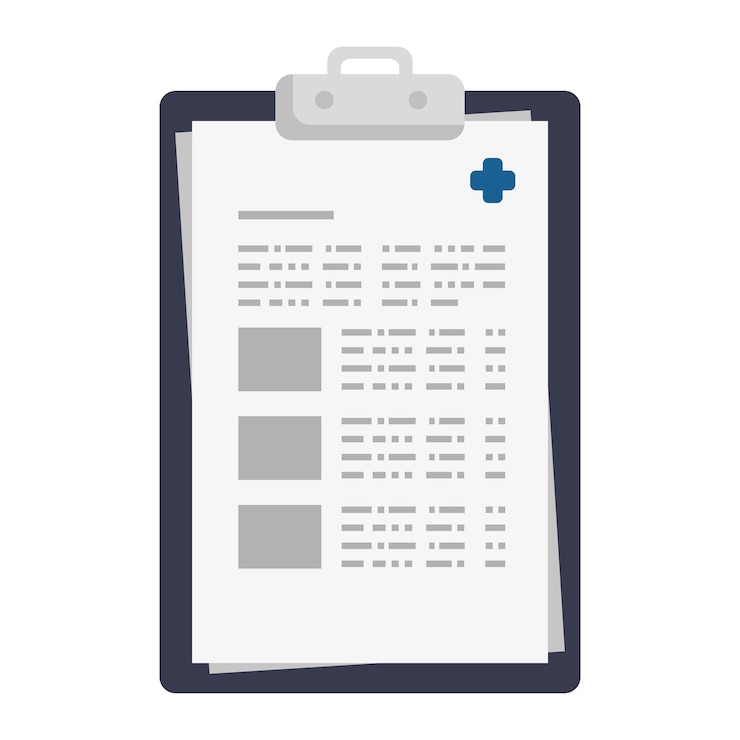 Vector gratuito orden médica en el icono del portapapeles