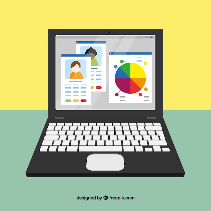 Vector gratuito ordenador portátil con elementos web