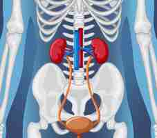 Vector gratuito Órgano interno humano con riñones y vejiga