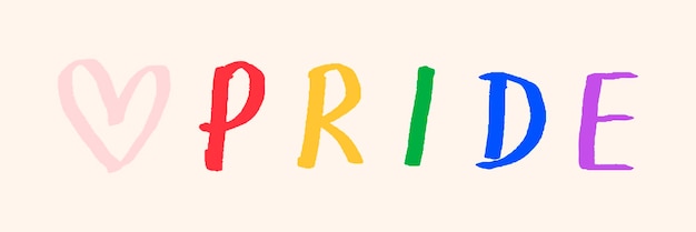 Orgullo doodle elemento de diseño de tipografía
