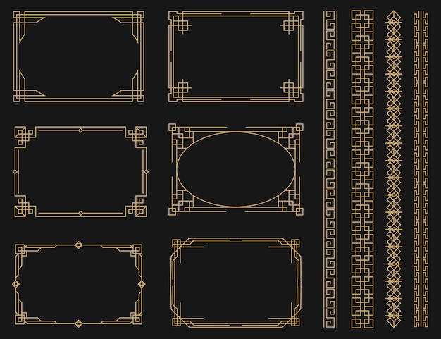 Vector gratuito ornamento de borde chino de diseño plano