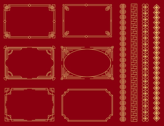 Ornamento de borde chino de diseño plano