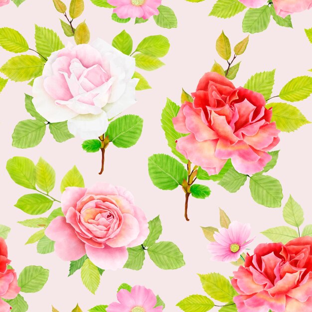 ornamento floral con lirios y rosas ilustración de patrones sin fisuras