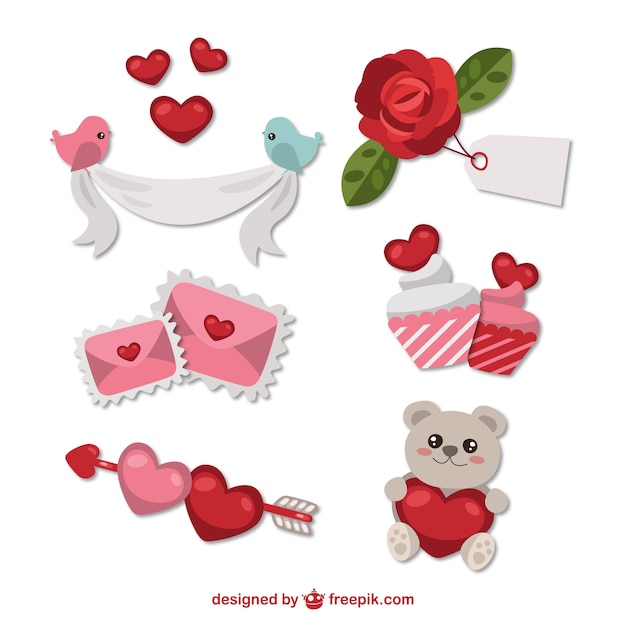 Ornamentos adorables para el día de san valentín