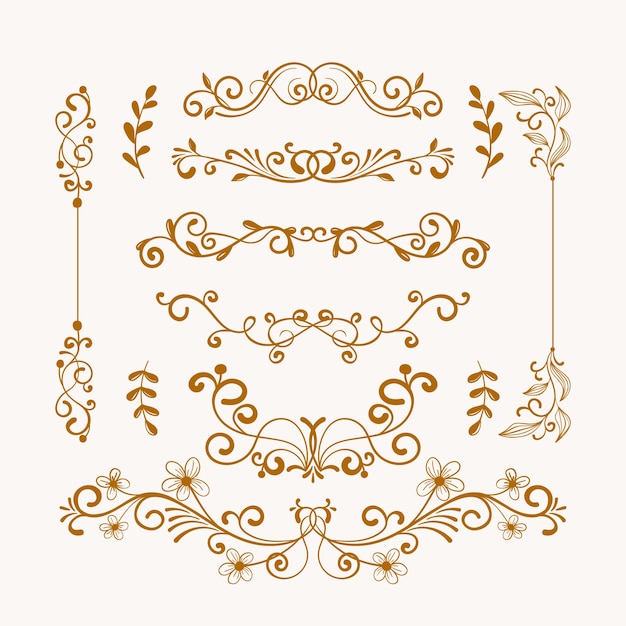 Ornamentos de álbumes de bodas dibujados a mano