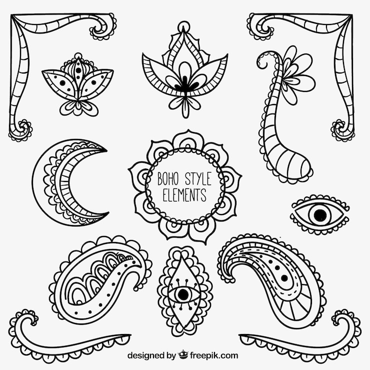 Vector gratuito ornamentos de estilo boho