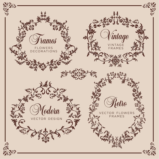 Vector gratuito ornamentos florales, estilo vintage