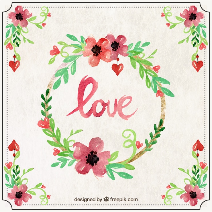 Vector gratuito ornamentos florales pintados a mano para valentín