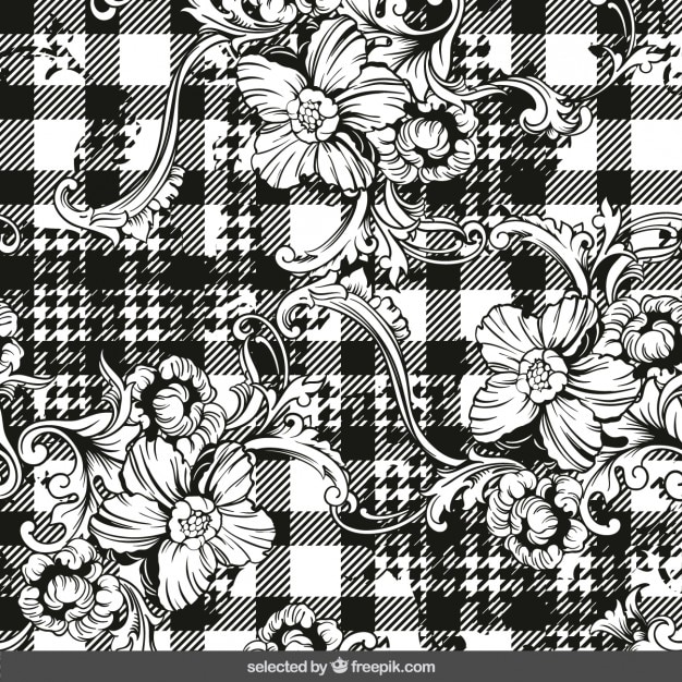 Vector gratuito ornamentos en fondo a cuadros