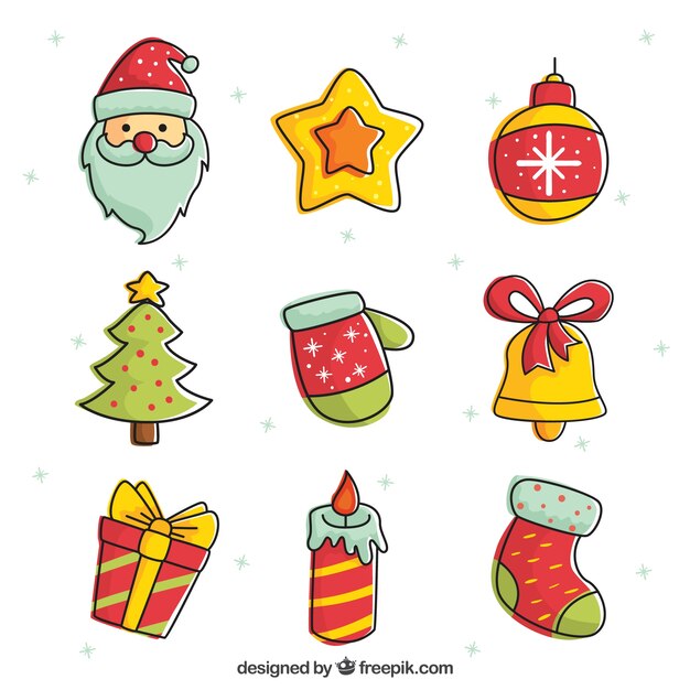 Ornamentos navideños dibujados a mano