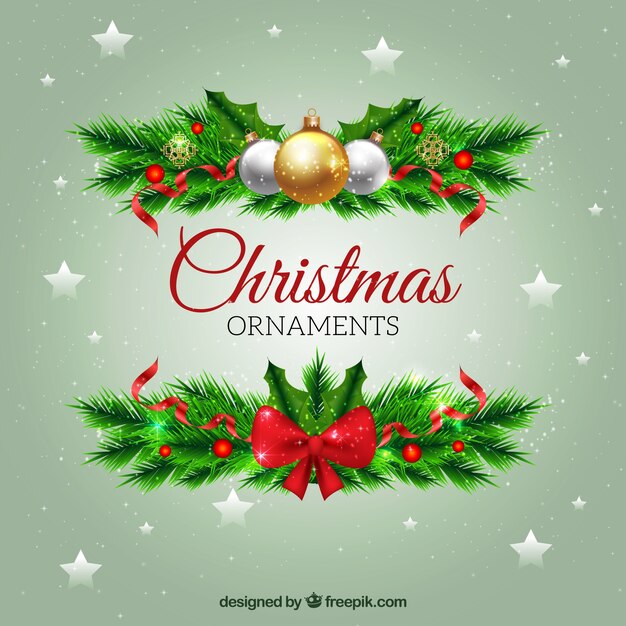 Ornamentos navideños naturales con bolas y lazo 