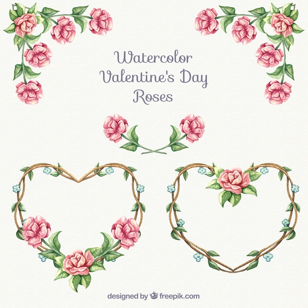 Vector gratuito ornamentos de rosas para san valentín