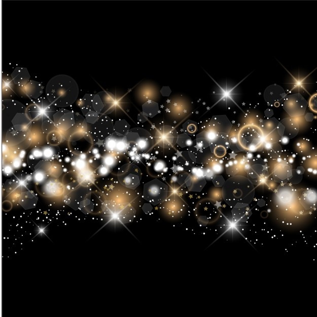 Vector gratuito el oro y la plata brillan sobre un fondo negro.