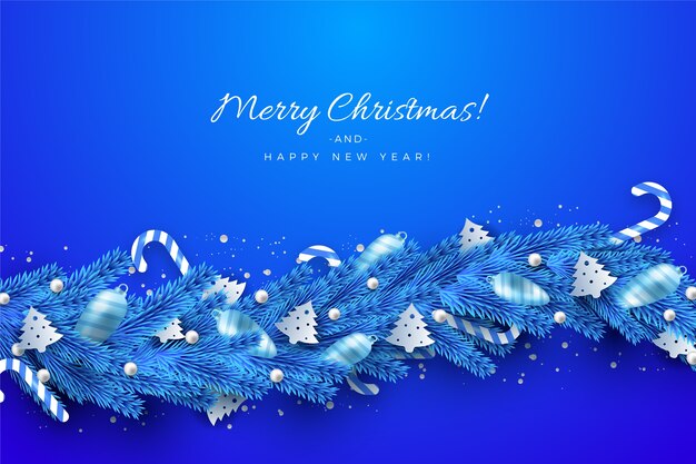 Oropel azul tradicional para el fondo del árbol de navidad