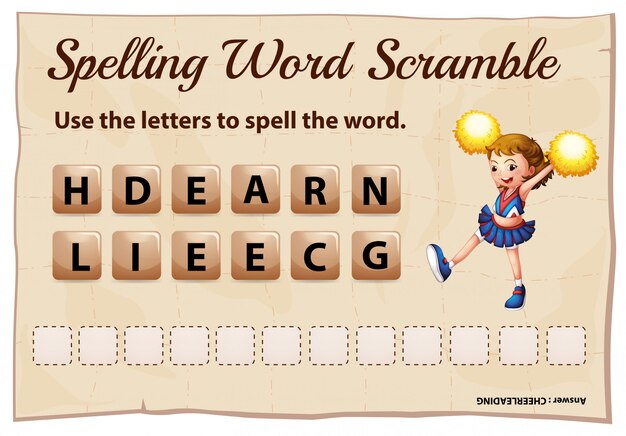 Ortografía word scramble for word cheerleading