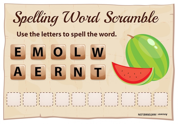 Ortografía word scramble por palabra sandía